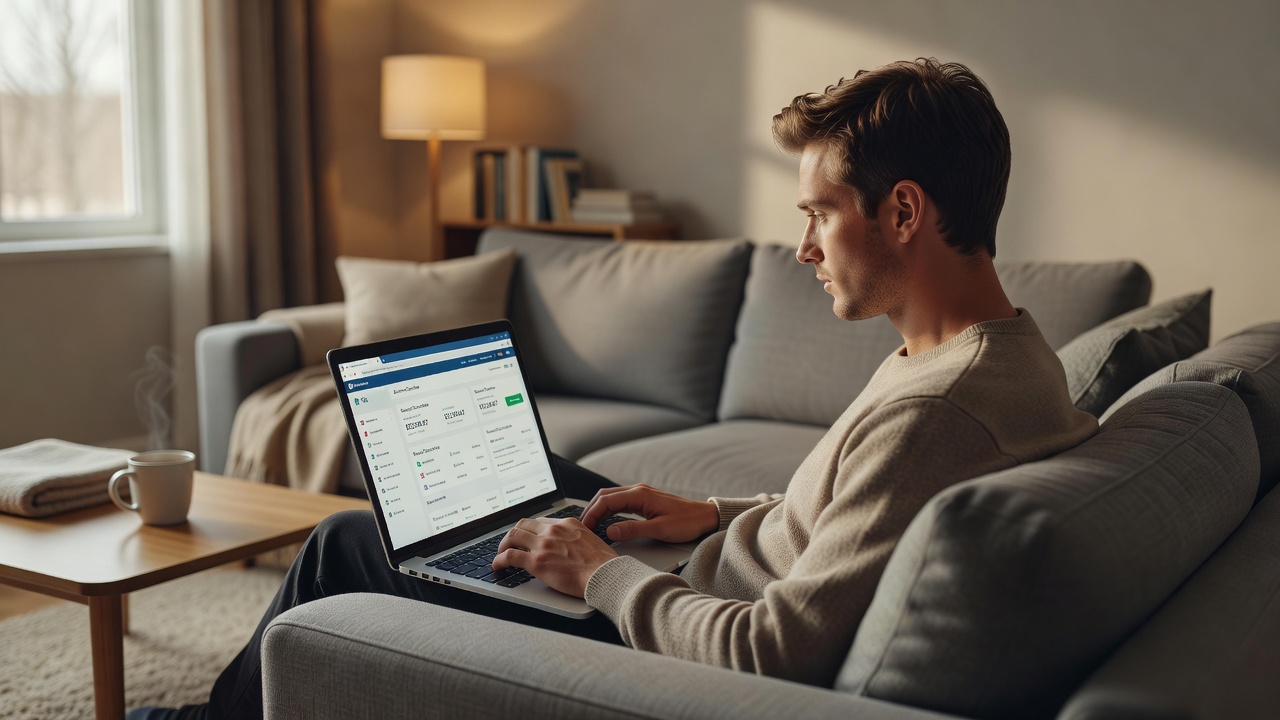 Online Banking auf dem Laptop zuhause